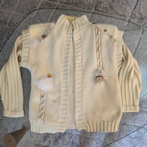 Cotton knit sweater and vest set